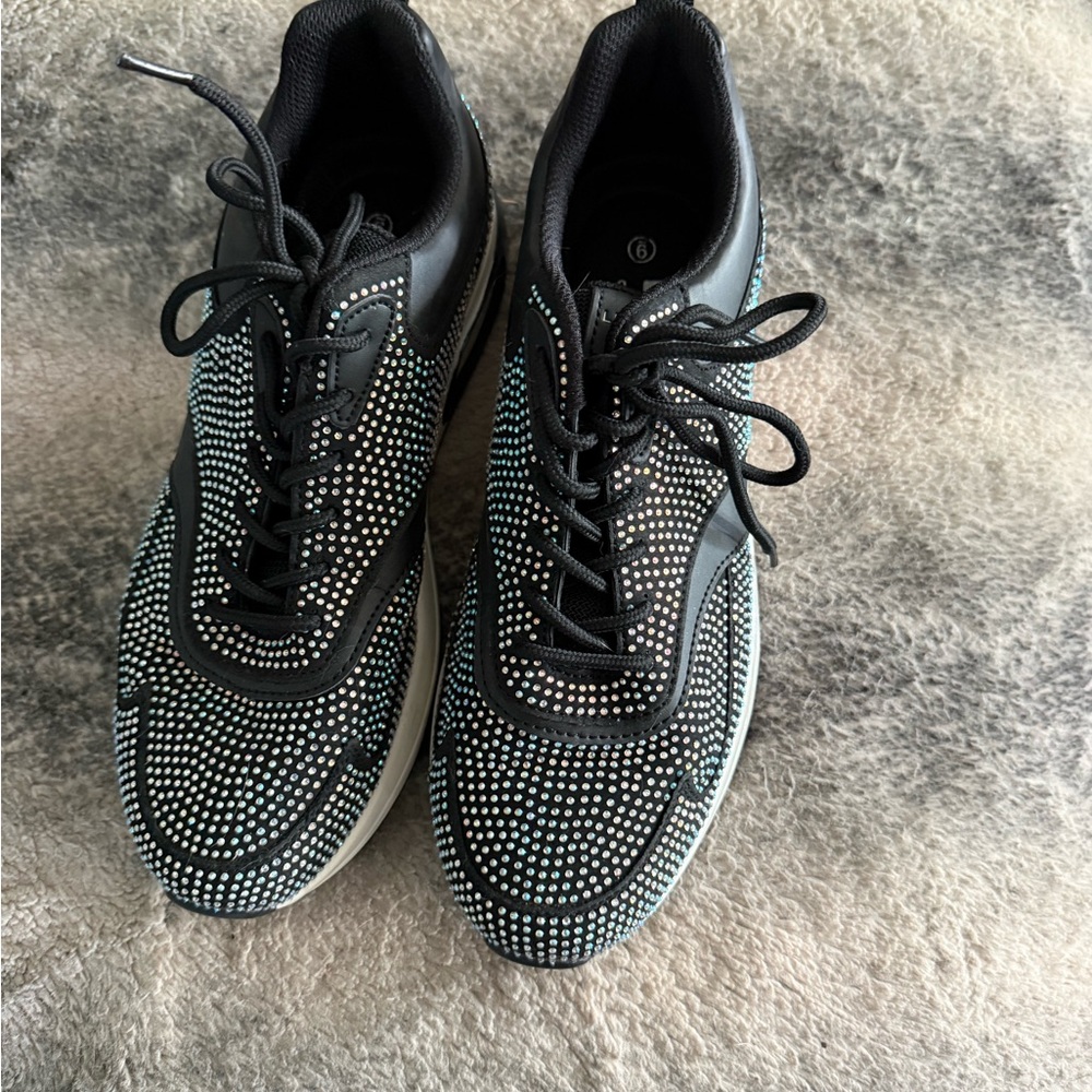 Black Crystal Embellished Sneakers